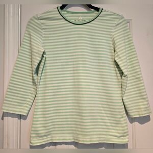 Women's Ac-tiv-ology 3/4 Sleeve Top Size Small Green & White Striped